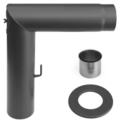 Produktbild von Raik Basic Rauchrohrbogen-Set 160mm gussgrau 2-teilig – eckig für Rauchrohr / Ofenrohr