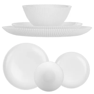 Produktbild von KADAX Geschirrset für 1 Person, 3-teilig, weiße Tafelservice aus Opalglas mit Suppenschalen, Speisetellern & Desserttellern, Spülmaschinenfest (Weiß)