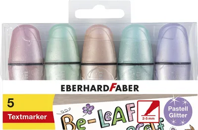 Immagine prodotto di Eberhard Faber 551409 Mini evidenziatore Glitter Pastel - 5 colori, custodia di plastica