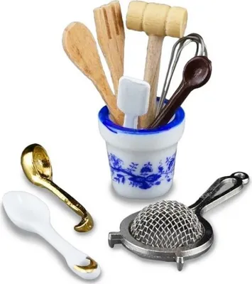 Produktbild von Porzellan-Miniatur Küchenutensilien Zwiebel Gold für Puppenhäuser