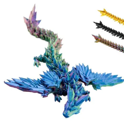 Produktbild von 3D Drache mit Flügeln - 20 cm – Blau-Grün-Violett