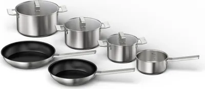 Immagine prodotto di Set di pentole in acciaio inox da 6 pezzi Bosch HEZ9SE060