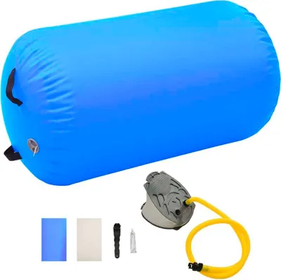 Zdjęcie produktu dla Dmuchany wałek gimnastyczny z pompką, 100x60 cm, PVC, niebieski