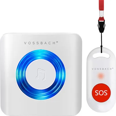 Produktbild von VOSSBACH Senioren Hausnotruf Set Empfänger mit Mobiler Notfallknopf SOS Notruf Alarm Knopf