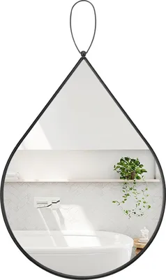 Produktbild von Moderner Wassertropfen Wandspiegel mit Metallrahmen - Dekorativer Hängespiegel für Badezimmer und Wohnzimmer