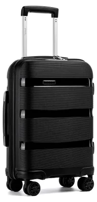 Produktbild von Handgepäck Koffer Hartschalen Leicht Polypropylen Koffer Klein Reisekoffer mit 4 Rollen und TSA Schloss 55x38x20cm, Schwarz