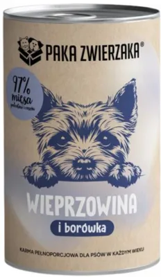 Produktbild von PAKA ZWIERZAKA Pork with blueberries Mono - Nassfutter für Hunde - 400g