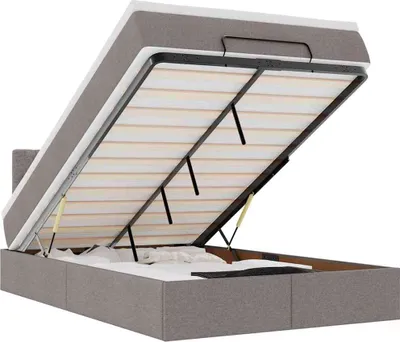 Image de vidaXL Ottomane Lit avec matelas & LED Taupe 120x190 cm Tissu