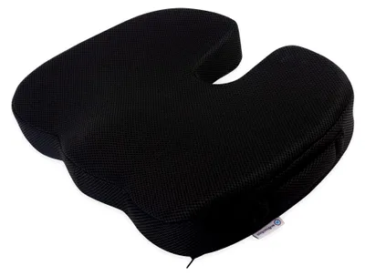 Produktbild von Orthopädisches Sitzkissen zur Druckentlastung, Steißbeinkissen aus Visco Memoryschaum (Schwarz)