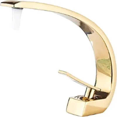 Produktbild von Badezimmer Waschtischarmatur, Weiß Chrom, Aufsatzmontage, Golden