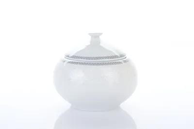Image de Sucrier, porcelaine tchèque, Opale, 0,2 l, dentelle blanche, bord gris, Thun 1794
