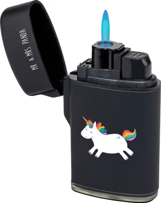 Produktbild von Mr. & Mrs. Panda sturmfeuerzeug Einhorn Happy - Schwarz - Geschenk, Gasfeuerzeug, Feuerzeug, gas anzünder, Lebensfreude, Feuerzeuge, Fröhlich, Unicorn, Einhörner