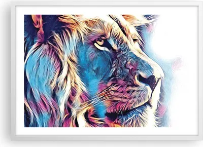 Produktbild von Gerahmtes Poster - Weißer Rahmen - Löwe Mähne Märchen - 70x50 cm - Wand Bild - Wanddeko - Wandbilder - Kunstposter - Wandposter - Bilderrahmen - Bilder - Kunstdruck - Wanddekoration - P2WAA70x50-4713