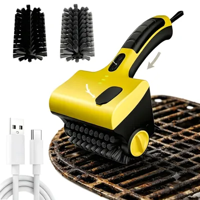 Produktbild von 2 in 1 Elektrische BBQ Grillbürste 320 U/min, Wassertank & Sprühfunktion, 2600mAh Akku, Edelstahl kabellos Barbecue-Grillbürste, IPX7, für alle Roste