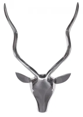 Produktbild von WOHNLING Deko Hirschgeweih S Aluminium Wanddeko Landhausstil Silber Metall modern Hirschkopf Landhaus Geweih Wand groß Wohndeko Hirsch Wandschmuck