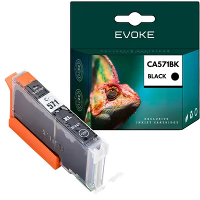 Produktbild von Evoke kompatible Tinte für Canon CLI-571XL CLI571XL 0331C001 CLI571XBK Schwarz 12 ml 760 Seiten PIXMA MG5750 5751 5752 5753 6850 6851 6852 6853 7750 7751 7752 7753; TS5050 5051 5053 5055 6050 6051 6052 8050 8051 8052 8053 9050 9055