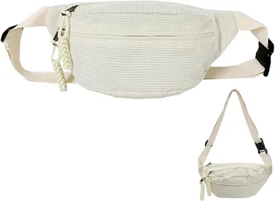 Zdjęcie produktu dla Torebka Corduroy Damska, Regulowany Pasek, 6 34 x 15 cm, Zielona Saszetka