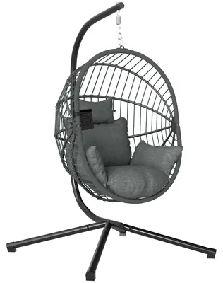 Produktbild von Outdoor Hängesessel Hängesessel, inkl. Polster, Egg-Chair, 120 cm x 106 cm x 188 cm, Grau