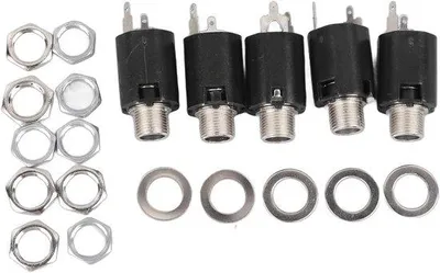 Productafbeelding van 5 stuks 6,35 mm stereo kabels, stereo kabels, 3-polig, female connector, 2-kanaals, aansluitingen voor