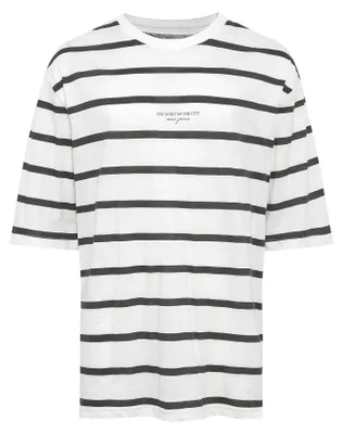 Zdjęcie produktu dla mavi T-shirt w paski z oversizowym krojem i okrągłym dekoltem Rozmiar: XXL