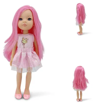 Produktbild von Moni Kinderpuppe 33 cm Pretty Doll Kleidung Haare Schuhe beweglich ab 3 Jahren pink