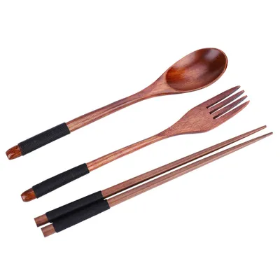 Produktbild von Essstäbchen-Sets, 3er-Set Essstäbchen, Essgeschirr-Set, Essstäbchen-Ta-Set, Essstäbchen aus Holz