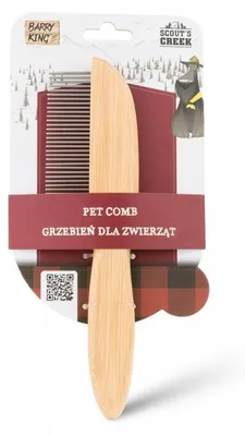 Image de Brosse à poils pour animaux de compagnie, avec manche en bambou et en acier inoxydable
