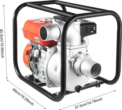 Immagine prodotto di Pompa benzina-acqua - 7,5 CV - Attacco da 7,6 cm - Per l'irrigazione agricola e il trasferimento dell'acqua - Tubo flessibile da 7,5 m - Rossa
