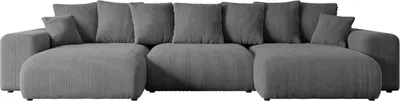 Produktbild von ALTDECOR Ecksofa mit Schlaffunktion und Bettkasten Corner Sofa Eckcouch Couch U-Form universal, links/rechts angeordnet Schlafcouch Ausziehbar Wohnlandschaft ESKAR-U -364x176x72 cm Dunkelgrau