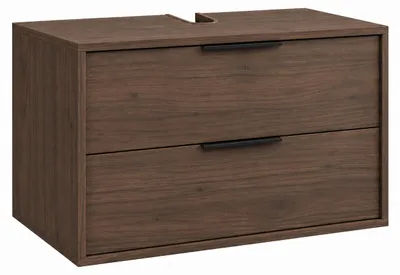 Imagen del producto de Badplaats Mueble Bajo Lavabo Livorno 80 cm – Nogal Marrón – Suspendido con 2 Cajones