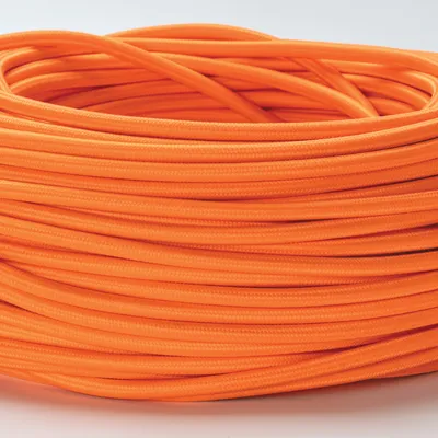 Immagine prodotto di Cavo tessile per lampade YML a 3 fili, (3x 0,75 mm) Cavo elettrico tessile rivestito con conduttore di terra per lampade, arancione, 5 m