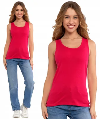 Produktbild von Damen-Tanktop aus Baumwolle, klassisches T-Shirt, MORAJ S, Fuchsia