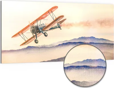 Produktbild von DEQORI Hybrid Leinwand Bild 100x50 cm 'Flug in die Morgenröte' Wandbild Glas flach modern