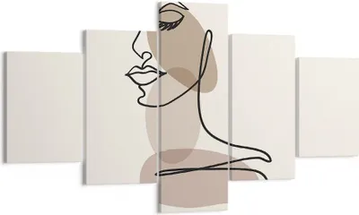 Produktbild von Bild auf Leinwand - Leinwandbild - 5 Teile - Zeichnung einzeilig Frau - 125x70cm - Wand Bild - Wanddeko - Wandbilder - Leinwanddruck - Bilder - Wanddekoration - Leinwand bilder - EA125x70-4612