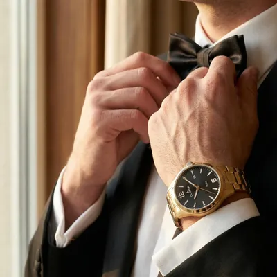Produktbild von DUGENA Boston Quarz Uhr, 41 mm, Gold/Schwarz, Mineralglas, 10 bar wasserdicht, 4461185