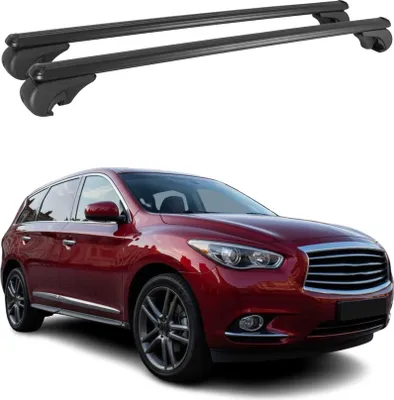Image de Barres de toit Transversales pour Infiniti QX60 2012-2017 Aluminium Noir