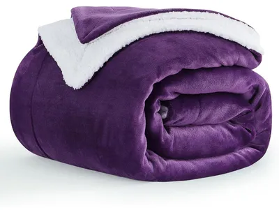 Productafbeelding van Pluizige deken van sherpa fleece, 150x200 cm, paars
