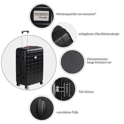 Obrázek produktu pro Kufr s tvrdou skořepinou, černý, 40 l, otočná kolečka o 360°