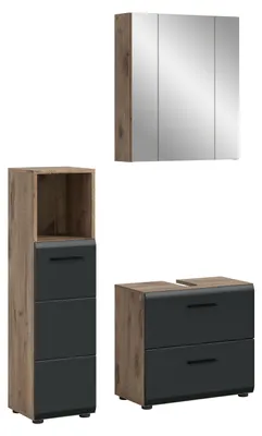 Produktbild von Bad Set Ice 2 | 3-teilig | Nox Oak / schwarz matt