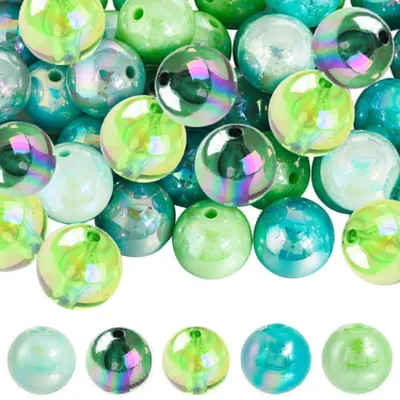 50 Stück grüne Acrylperlen 20 mm, 5 Farben, für Schmuck & Deko