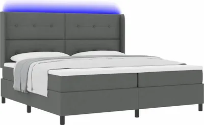 Zdjęcie produktu dla Łóżko sprężynowe z materacem ciemnoszary 200 x 200 cm tkanina