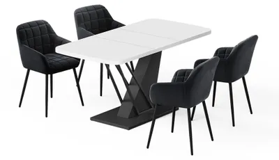 Imagen del producto de Set de mesa de comedor Vicco Fenaro Blanco/ 120 x 80 cm con 4 sillas de comedor, Model 62773