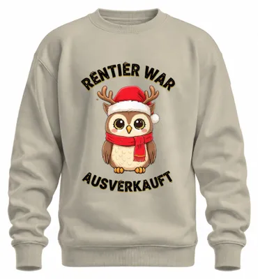 Imagen del producto de Camiseta de manga larga o sudadera con estampado de búho, ideal para Navidad, diseño divertido y uni, disponible en color natural, talla M
