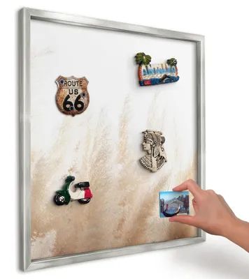 Produktbild von Magnettafel 50x50 cm in einem silbernen Rahmen - Magnetische Metalltafel, Magnetpinnwand zur Wandmontage für Wohnzimmer, Küche, Flur, Kinderzimmer und Büro - Essentielle Gräser