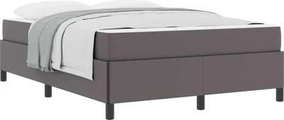 Image de Cadre de lit avec matelas Gris 140 x 200 cm tissu