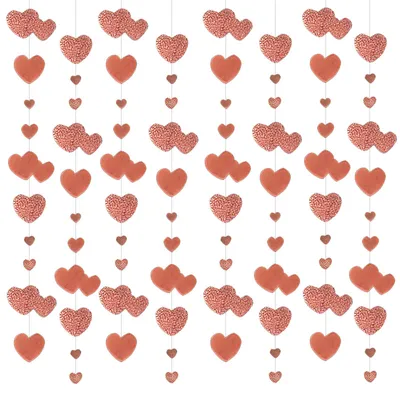 Herzgirlande, 4 Stück, 4 m, Papier, roségold, für Valentinstag