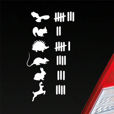 Produktbild von Auto Aufkleber Strichliste Liste Tuning Tiere Animal 15x8 cm Weiss Glanz Sticker Heckscheibenaufkleber
