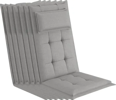 Produktbild von sunnypillow 6 Stück Gartenstuhlauflagen mit abnehmbarem Kopfpolster 120 x 50 x 9 cm Hochlehner Auflage Polsterauflagen UV-Lichtecht Stuhlauflage Grau