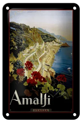 Produktbild von Blechschild Reise 12x18 cm Amalfi Italien malerisches Bild Deko Schild
