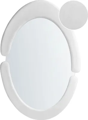 Produktbild von BELIANI Wandspiegel Weiß Rahmen aus Samtstoff 53 x 90 cm Asymmetrisch Unregelmäßig Modernes Design Wanddekoration Accessoires Hängespiegel